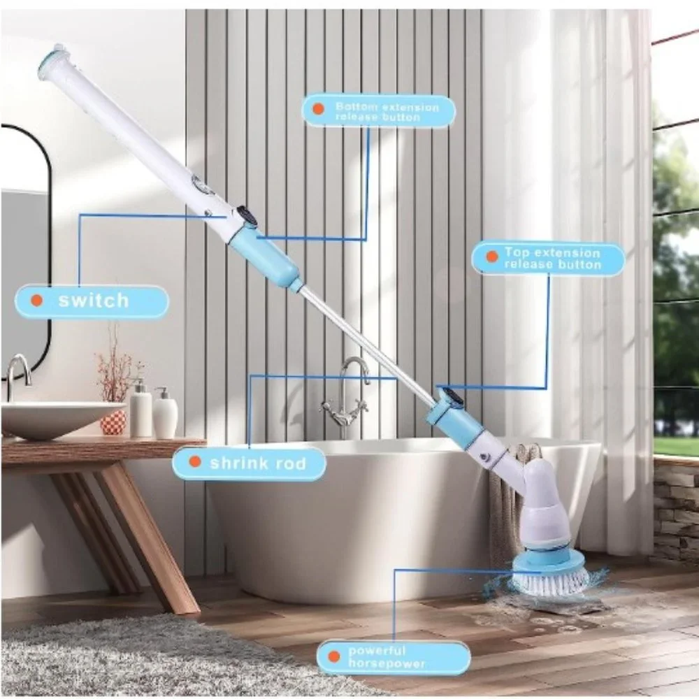 Cordless Electric Spin Scrubber - Shower/Bathroom /Floor with Extension Arm